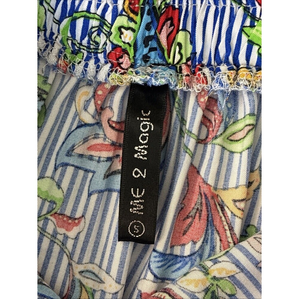 Me 2 Magic High Low Ruffle Skirt Small Colorful Blue Stripe Paisley Dopamine Y2K - Picture 2 of 15